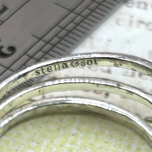 Stella & Dot Silver Crystal Chevron Wide Band Designer Signed Ring - Picture 13 of 13